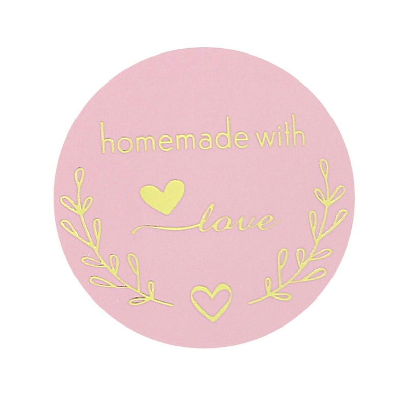 Yoption 1.5 Inch Round Homemade with Love Stickers Pink for Packaging, Cookie Bags, Small Shop Local Handmade, 500 Labels per Roll - Image 4